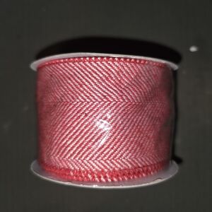 Red and White Herringbone Ribbon